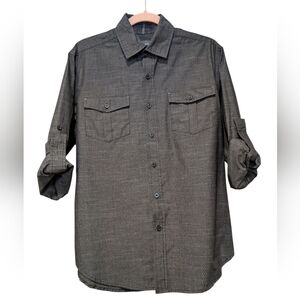 Bruno Heather Gray Cotton Blend Button Down Collard Shirt Sz s